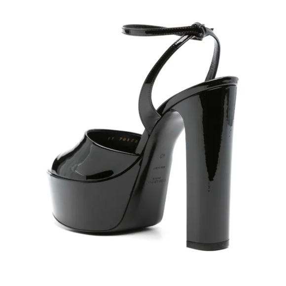 💯 Authentic Saint Laurent Vernice Grupy Patent Leather Nero Glossy Black Sandals - Picture 8 of 17